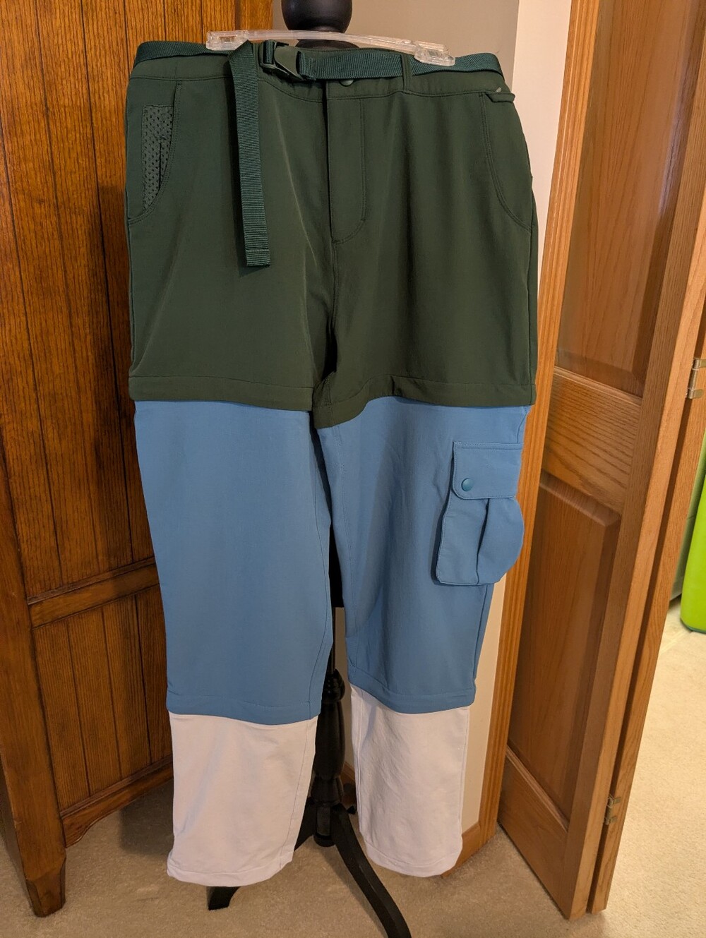 OUTDOOR VOICES RecTrek Convertible/Zip-Off Pants,Atlantic/Ivy/Seamoss, Mns Sz L!